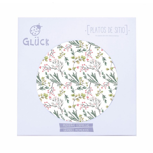 [131909] SET PLATOS SITIO BOSQUE ENCANTADO MUERDAGOS X 10 U 34 cm