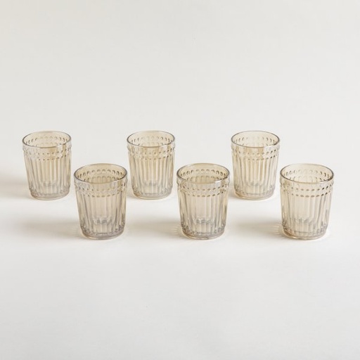[4112786] SET X 6 VASOS BAJOS DE VIDRIO COLOR CHAMPAGNE LINE
