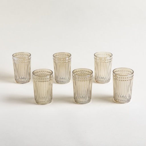 [4112787] SET X 6 VASOS ALTOS DE VIDRIO COLOR CHAMPAGNE LINE