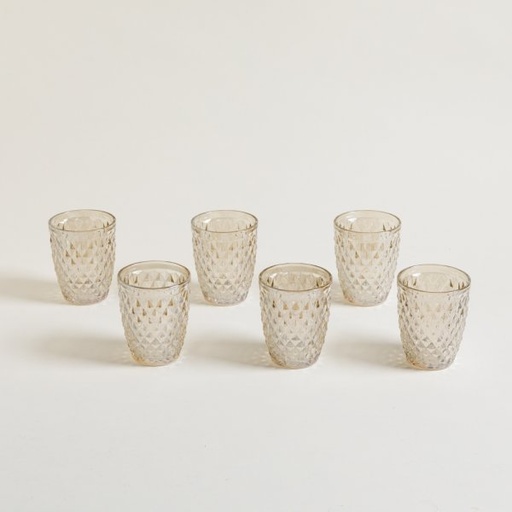 [4112791] SET X 6 VASOS BAJOS COLOR CHAMPAGNE DIAMANTE 250 M