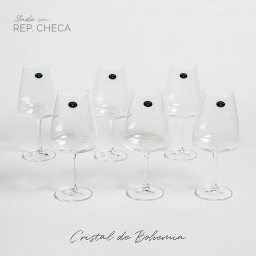 [4112826] SET X 6 COPAS DE CRISTAL DE BOHEMIA CORVUS 750 ML