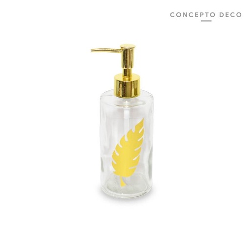 [165819] DISPENSER VIDRIO CILINDRO GOLDEN LEAF C 19X6,5 CM