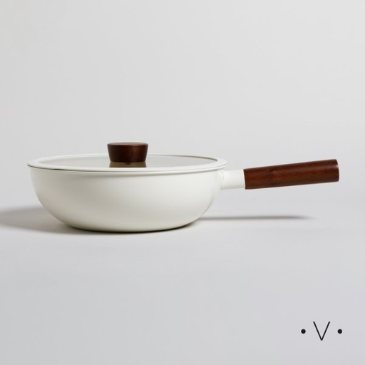 [4112913] WOK LUND ANTIADHERENTE TAPA DE VIDRIO Y MANGO DE MADERA 28 CM VASSA HOME