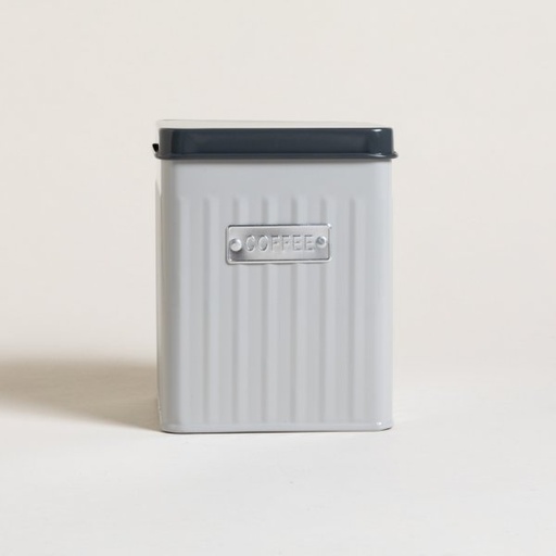 [4113320] LATA CUADRADA ACANALADA GRIS COFFEE 11X11X14 CM