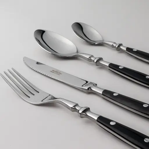 [403003] SET CUBIETOS X 24 PIEZAS BISTRO NEGRO ACERO INOXIDABLE VOLF