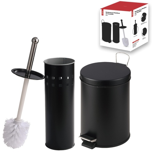 [140386] SET RECIPIENTE RESIDUOS 5 LITROS CON ESCOBILLA NEGRO