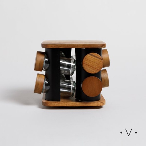 [4113867] ESPECIERO CUADRADO GIRATORIO X8 FRASCOS 16X16 VASSA HOME