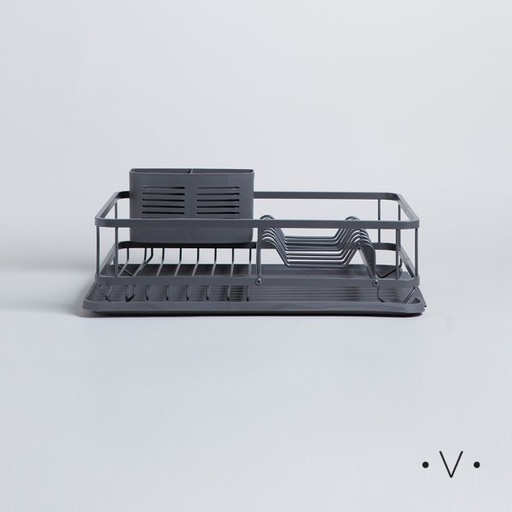 [4113871] ESCURRIDOR DE PLATOS CON PORTA UTENSILIOS 44X31 ALUMINIO CM VASSA HOME