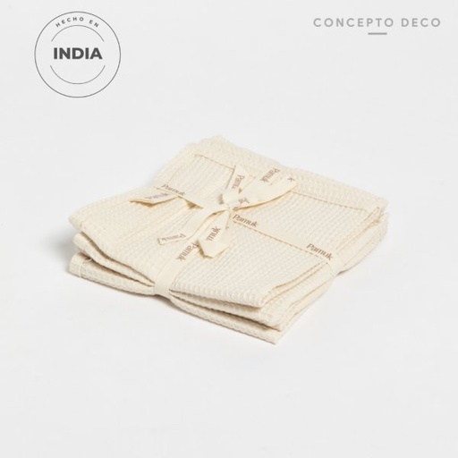 [1650480] TOALLA SET X 4 ROSTRO PAMUK MICRO WAFFLE CRUDO 30X30CM