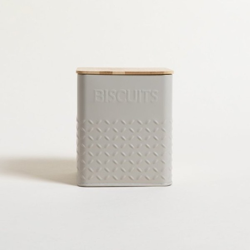 [4113973] LATA CUADRADA TAPA BAMBOO GREY BISCUITS 14X16,5 CM
