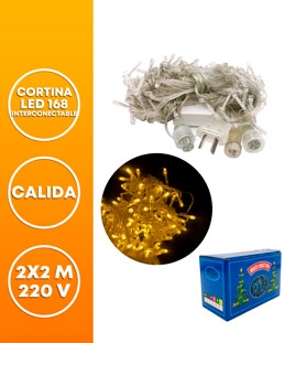 [42078] CORTINA LED 168 LUCES 2X2M INTERCONECTABLES CALIDA 220V