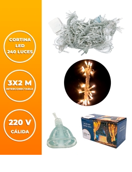 [42079] CORTINA LED 240 LUCES ENCHUFE INTERCONECTABLE 3X2 M CALIDA