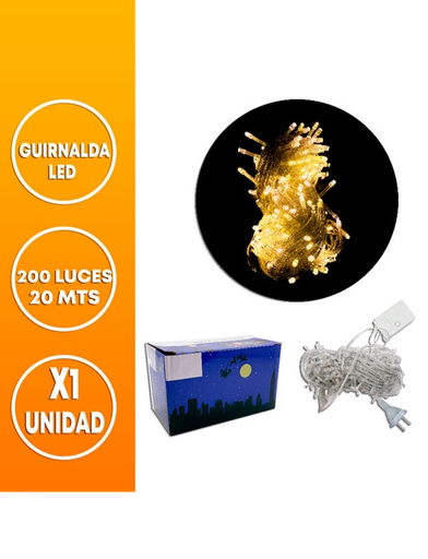 [42080] GUIRNALDA LED 200 LUCES 20M C/SEC EN CAJA 220V CALIDA