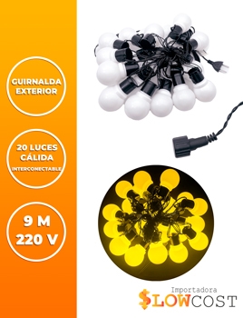 [42083] GUIRNALDA EXTERIOR LED 20 LUCES 9M FOCO GRANDE INTERCONECTABLE 220W CALIDA