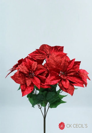 [277480] POINSETTIA BUSH METALLIC X5X53 RED