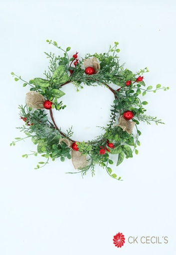 [277488] CORONA PINO BERRY X 35 CM. GREEN RED