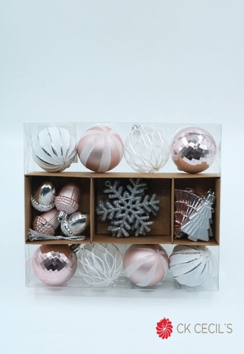 [277576] CAJA DECO NAVIDAD SURTIDA X22P CHAMPAGNE LIGHT PINK
