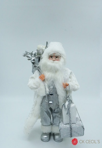 [277503] SANTA PARADO 45 CM. WHITE SILVER