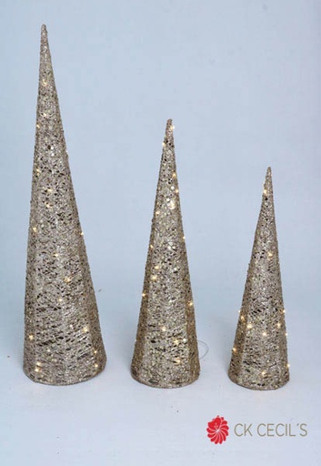 [277518] CONO CON LUZ LED X3 50-60-80CM CHAMPAGNE