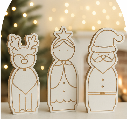 [131979] ADORNO NAVIDEÑO DE MADERA PAPÁ NOEL 22 CM ESTILO DOMINGO