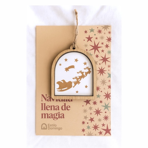 [131990] ADORNO PARA COLGAR DE MADERA TRINEO DE SANTA 10 CM ESTILO DOMINGO