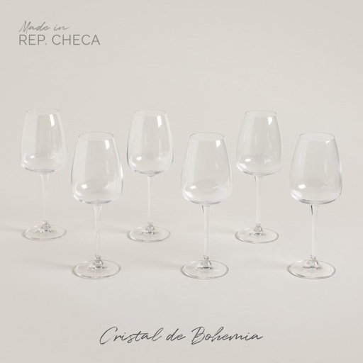 [4114947] SET X 6 COPAS DE CRISTAL DE BOHEMIA ANSER 440 ML