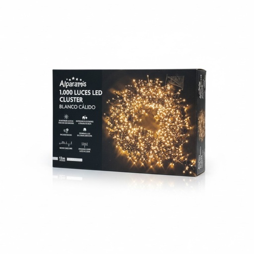[131910] GUIRNALDA LED CLUSTER 1000 12 M 8 FUNCIONES LUCES CÁLIDAS ALPARAMIS