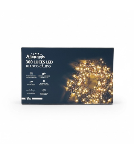 [131911] GUIRNALDA LED 300 30 M 8 FUNCIONES LUCES CÁLIDAS ALPARAMIS