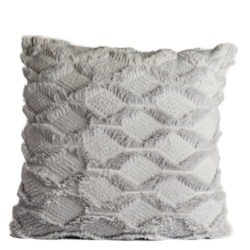 [3800085] FUNDA ALMOHADON PELUCHE CON ROMBOS GRIS 40 X 40