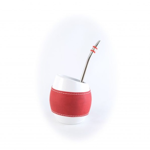 [41096] MATE ACRISELFIE TERMICO BANDA ECO C/BOMBILLA  LISO ROJO