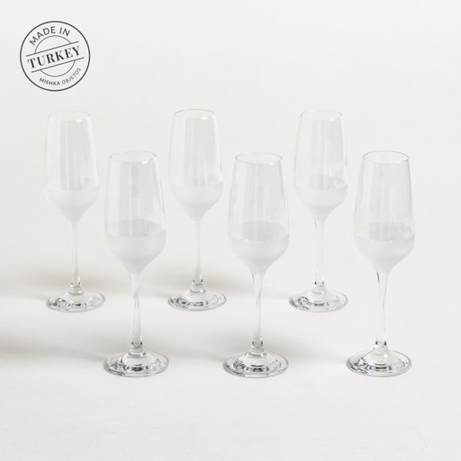 [4110537] SET X 6 COPAS DE CHAMPAGNE MERSIN FONDO ESMERILADO 195 ML