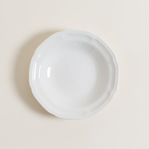 [4110598] PLATO HONDO DE PORCELANA BLANCA REDONDO DANA 22 CM