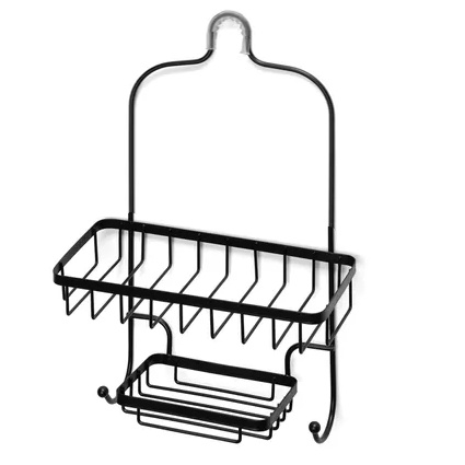 [140784] ORGANIZADOR DE BAÑO NEGRO 1 ESTANTE MAS JABON