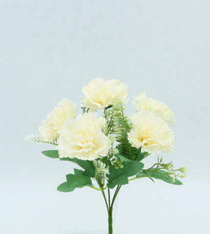 [413865] CARNATION BUSH X 5 29 CM. CREAM