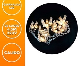 [42047] GUIRNALDA LED BROCHE 28 LUCES 4 50M 220V CALIDO