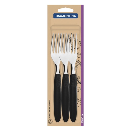 [236004] TENEDOR NEGRO ASADO BLISTER X 3 IPANEMA TRAMONTINA