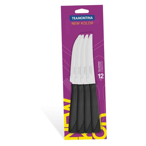 [236005] CUCHILLO NEGRO MESA BLISTER X 12 NEW KOLOR TRAMONTINA