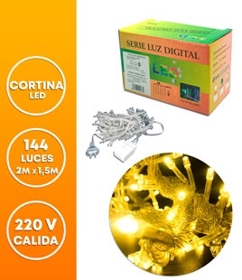 [42054] CORTINA LED 144 LUCES 2 M X 150 CM CALIDA 220V