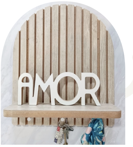 [130369] PERCHERO PORTA LLAVE DE MADERA CON ESTANTE 30 X 40 CM ESTILO DOMINGO