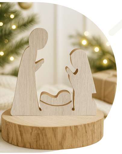 [131147] PESEBRE TRADICIONAL DE MADERA 20 CM ESTILO DOMINGO 