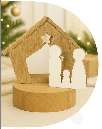 [131148] PESEBRE CON ESTABLO DE MADERA 20 CM ESTILO DOMINGO 