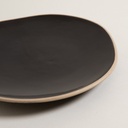 PLATO POSTRE MONASTIR NEGRO BORDE DORADO 21 CM