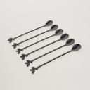 SET X 6 CUCHARAS MILKSHAKE DE ACERO NEGRO STEM  19