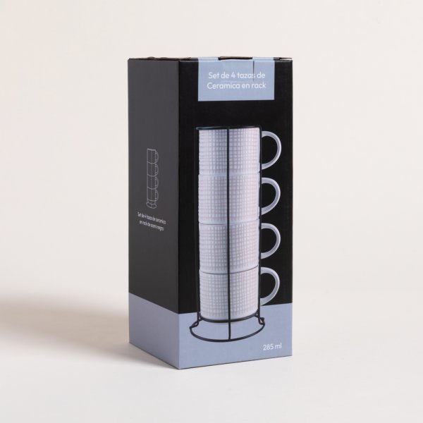 SET X 4 TAZAS SQUARES EN RACK 285 ML