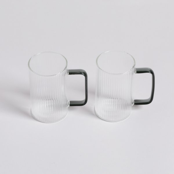 SET X 2 MUGS DE BOROSILICATO CON MANGO NEGRO 220 M