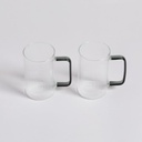 SET X 2 MUGS DE BOROSILICATO CON MANGO NEGRO 220 M