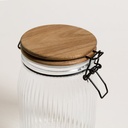 FRASCO HERMETICO VIDRIO CON RAYAS Y TAPA ACACIA 10