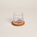 VASO DE WHISKY CON BASE DE MADERA