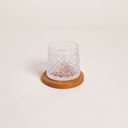 VASO DE WHISKY CON BASE DE MADERA
