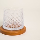 VASO DE WHISKY CON BASE DE MADERA